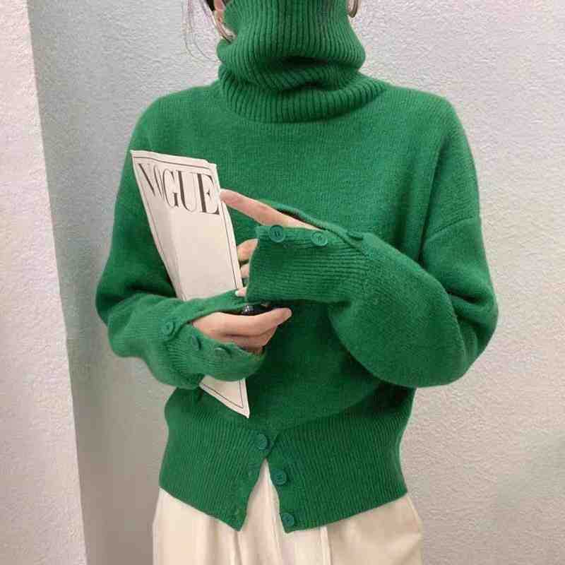 Autumn and Winter New High-End High-Neck Pullover Sweater for Women with Niche and Unique Design Knitted Sweater Tops