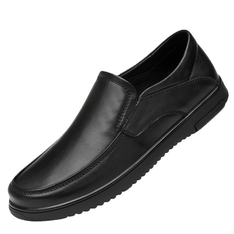 Men's First-Layer Leather Shoes, Business Formal Wear, Men's Middle-Aged Soft-Soled Cowhide Dad Shoes, Summer Breathable Lace-Up Genuine Leather Men's Shoes