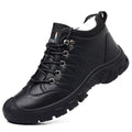 Winter New Men's Wool Warm Cotton Leather Boots Men's Online Sewing Lace-up Casual Leather Shoes Non-slip Wear-resistant Ankle Boots