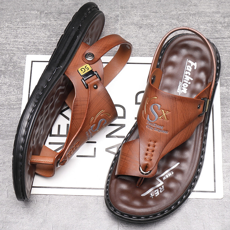2026 New Men's Sandals for Summer, Trendy Dual-Use Driving Slippers, Men's Gray Beach Sandals