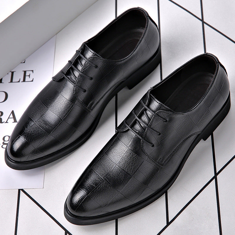 2025 Spring New Men's Leather Shoes Genuine Leather Business Formal Wear Inner Heightening Men's Shoes Wedding Groomsman Pointed Toe Wedding Shoes