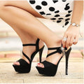 Super High Heels Summer Sexy Rhinestone Stiletto Heels 2024 Spring New Sandals Thick Sole Waterproof Platform Nightclub Princess Women's Shoes