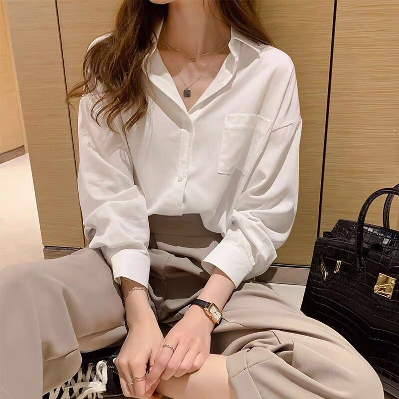 White Shirt for Women, Summer 2026 New Spring Fashion Stylish Design Long-Sleeve Blouse