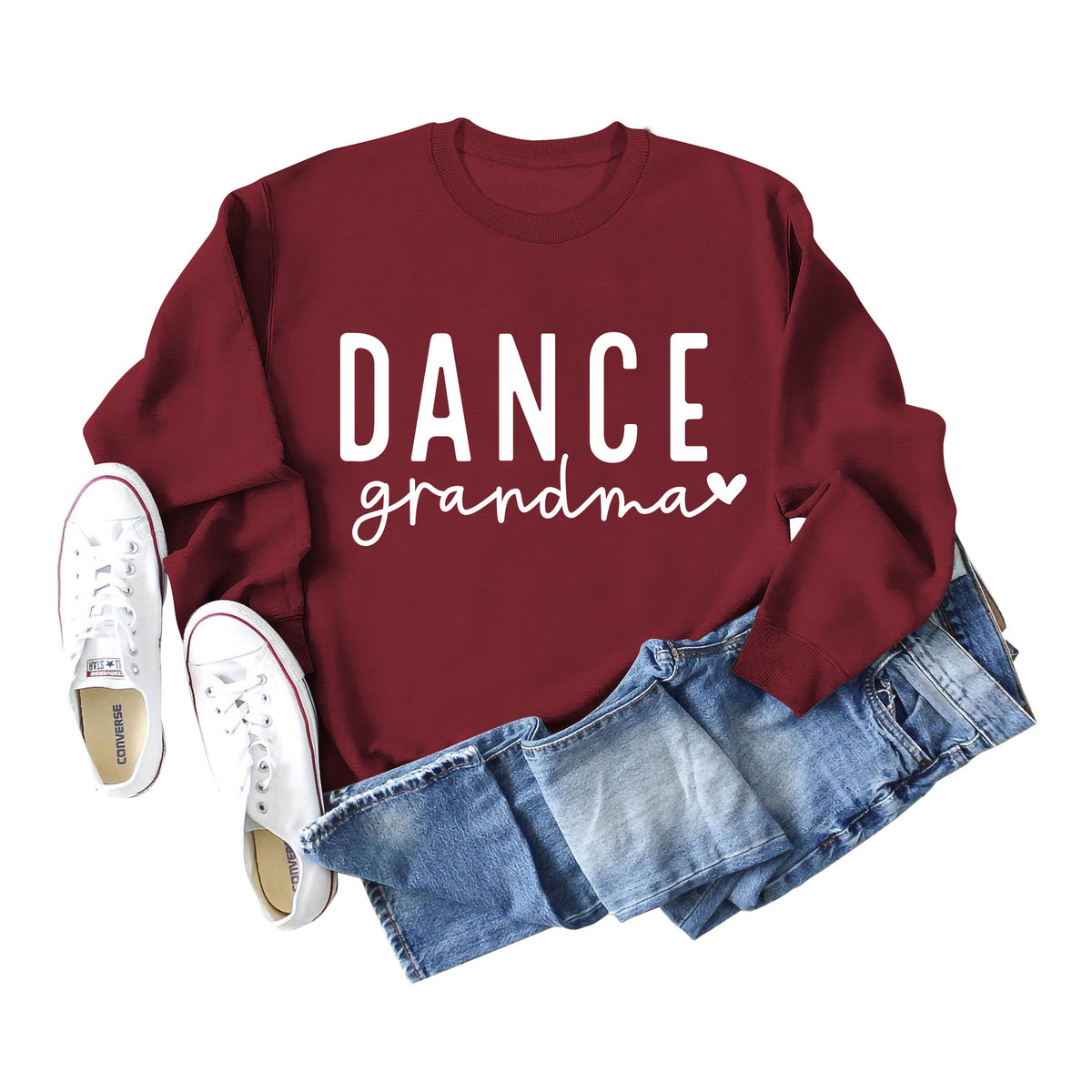 Amazon independent station Dance grandma love letter fashion loose round neck autumn and winter long sleeve sweater women