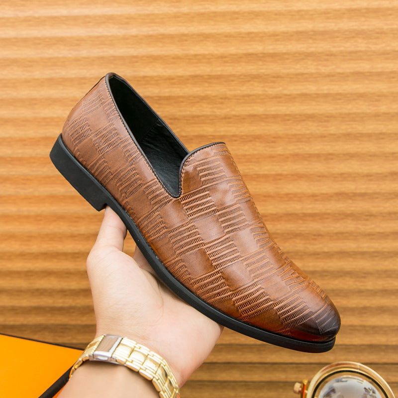 Cross-Border Men's Shoes, Business Slip-On Leather Shoes, Men's Simple Solid Color Loafers, Barber Shop Korean Style Small Leather Shoes, Men's Lazy Shoes