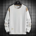 Spring and Autumn New Double Fake Two-piece Cotton Crewneck Sweaters Men's Street Fashion Long Sleeve Sweaters Cross-border Foreign Trade