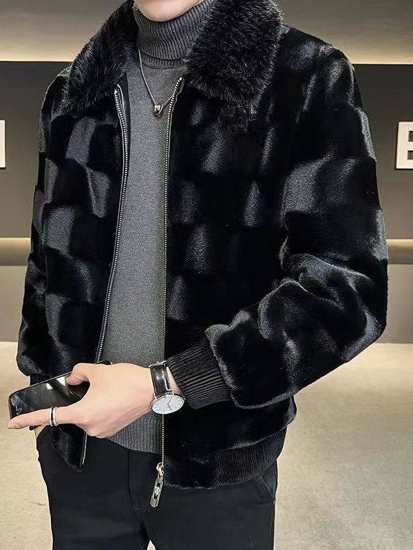 Haining fur coat men's mink fur coat whole mink artificial mink men's winter golden mink velvet coat manufacturer