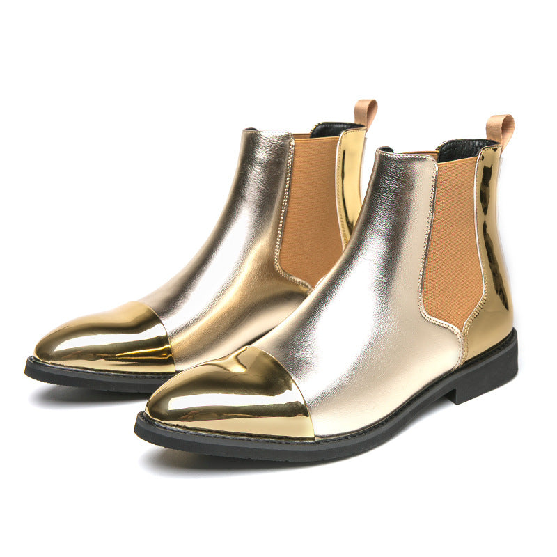 Men's Cross-border plus size New Casual Leather Boots Fashionable High-top Chelsea Boots Korean Fashionable Retro Leg Leather Shoes