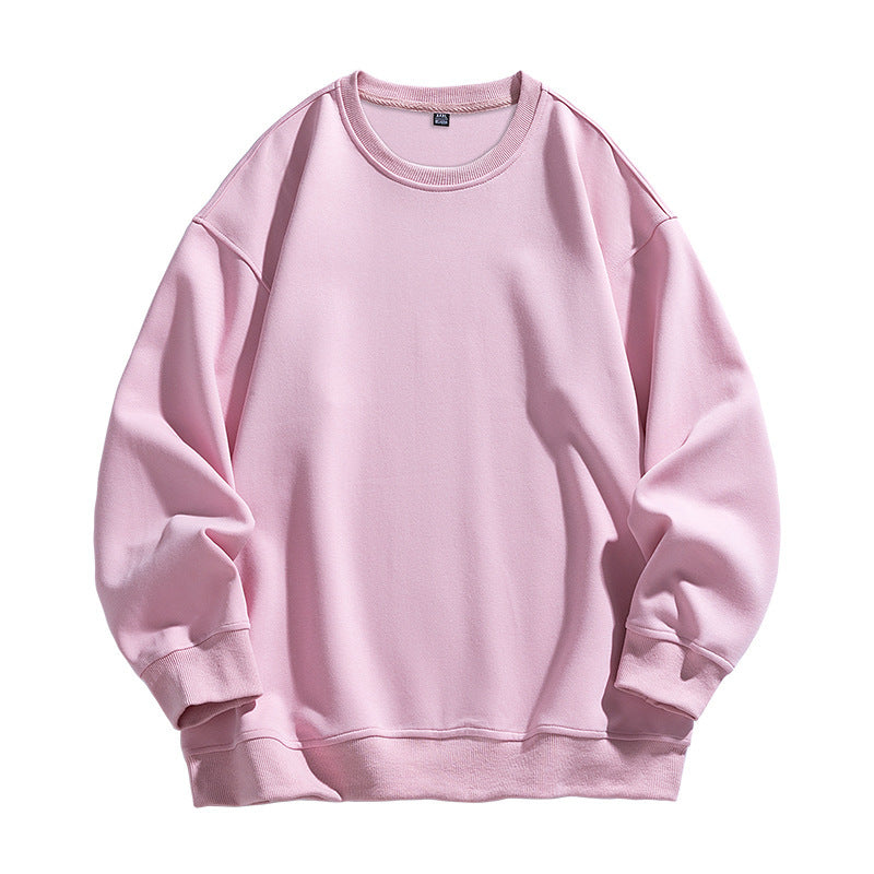 Autumn New Solid Color Loose Round Neck Sweatshirt for Men Trendy Brand Student Couple Hoodless Casual Long Sleeve Inner Layering Shirt