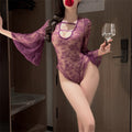 Sexy Pajamas for Women Summer Lace Jumpsuit Sexy Intimates Abstinence Qqny Uniform Bell Sleeve Corset Pajamas