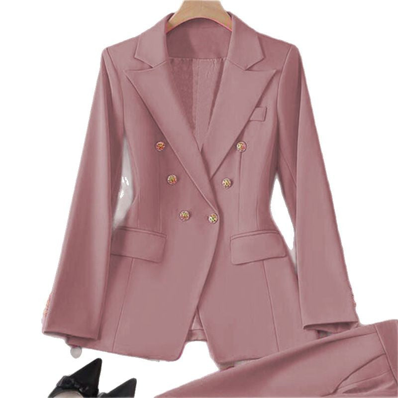 Double-breasted Women's Suit Jacket Spring and Summer Thin Commuter Style Suit suit Tight Waist Slimming High-end Sense Jacket