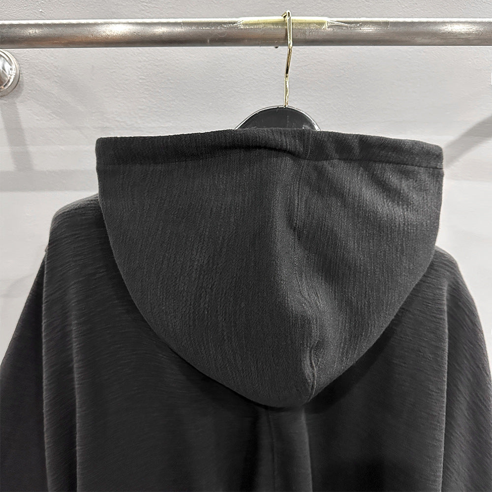 SUBHUMAN  Dark Autumn and Winter Irregular Pullover Design Shaped Hooded Knitwear Sweater Top