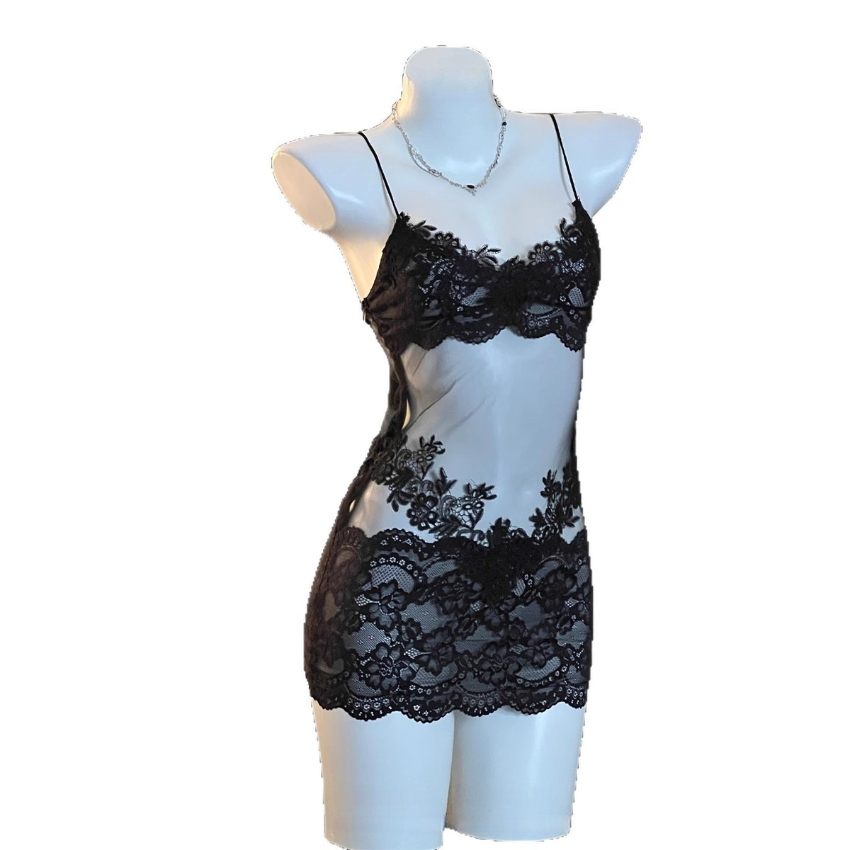 2025 New Lace Sexy Pajamas for Women Pure Lust Style Transparent Mesh Suspender Date Dress High-End Nightgown