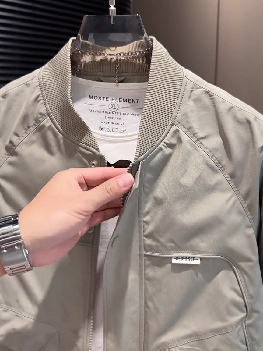 Men's Baseball Jacket Spring and Autumn Fashion Versatile Casual Workwear Coat Trendy Stylish Top Men's Fashion
