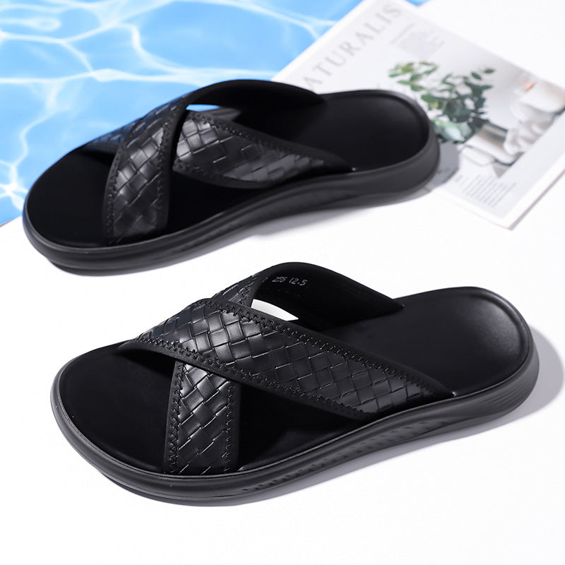 Men's Summer Street Fashion All-match Sandals Thin Bottom Non-slip Comfortable Beach Slippers