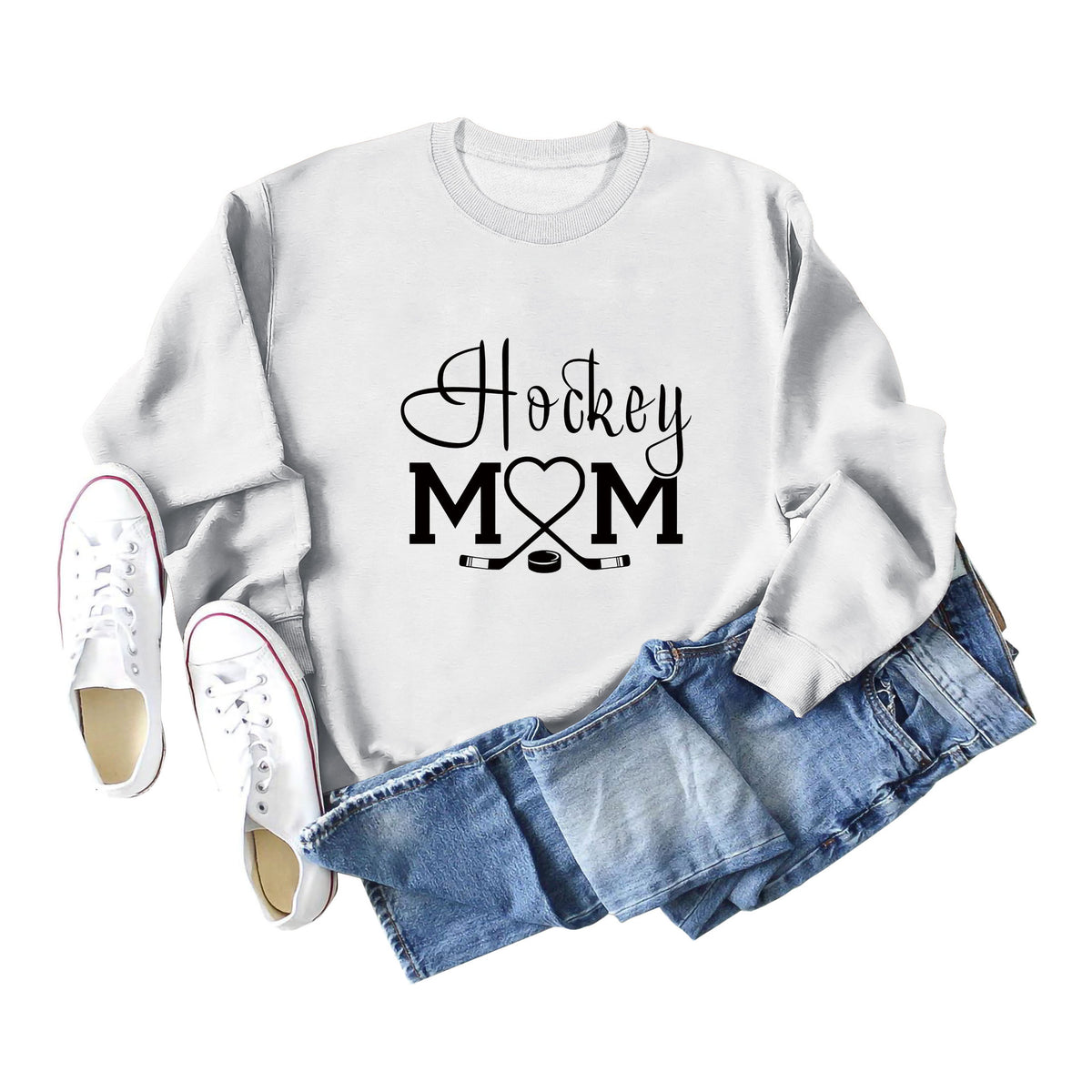 Amazon Wish Independent Station Fashionable Simple Hockey Mom Letter Fun Printed Women's Casual Sweatshirt