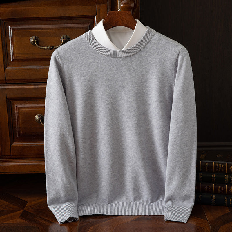 Autumn and Winter Classic Round Neck Men's Pullover Base Shirt Casual Business Knitwear Loose Fashion Solid Color Long Sleeve Sweater