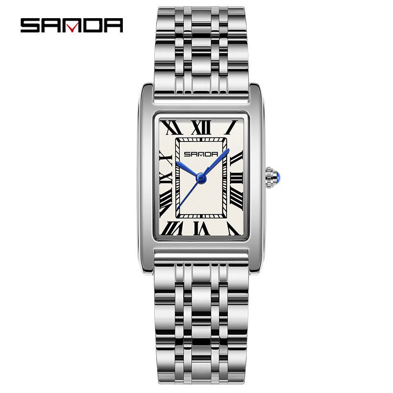 Sanda Live Hot Couple Watch Vintage Square Quartz Watch Waterproof Roman Scale Men's and Women's Watches