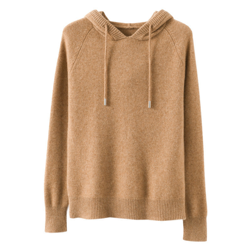 New Women's Solid Color Sweatshirt Autumn Hooded Bottoming Shirt Hoodie Short Knitted Loose Sweater