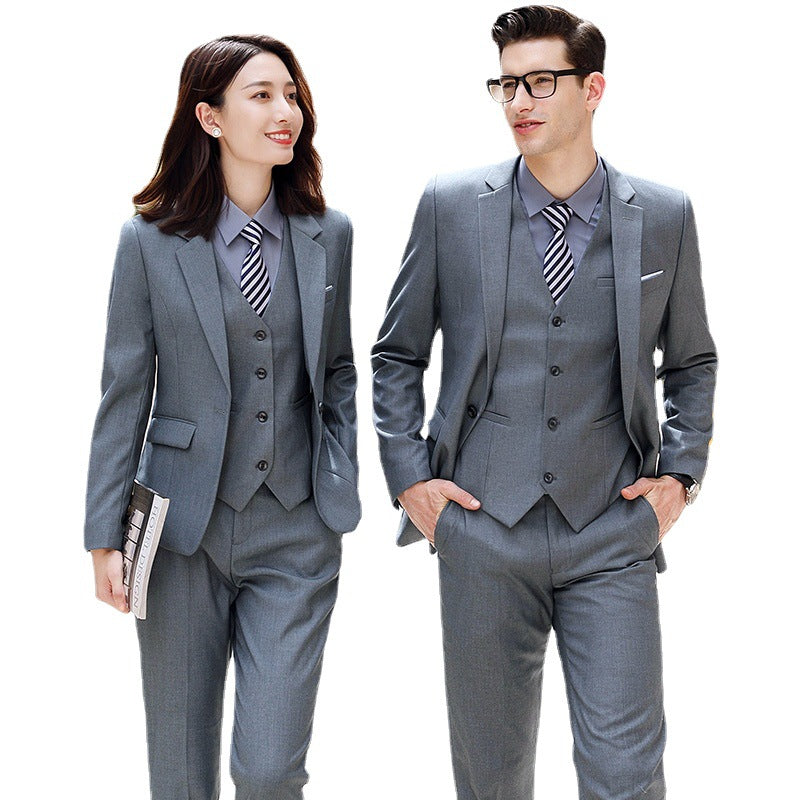 Business Attire for Men and Women, Autumn and Winter Fashionable Slim Business Suits, Women's Four-Piece Vest Formal Suits