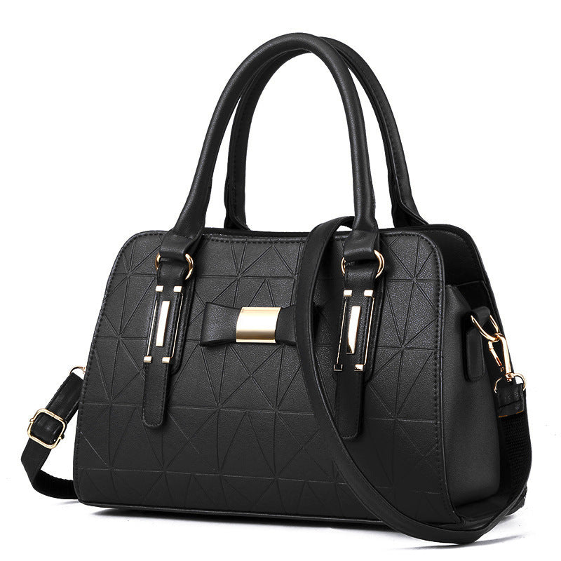 Bow women's bag embossed handbag foreign trade large capacity shoulder bag wholesale messenger bag simple mother bag