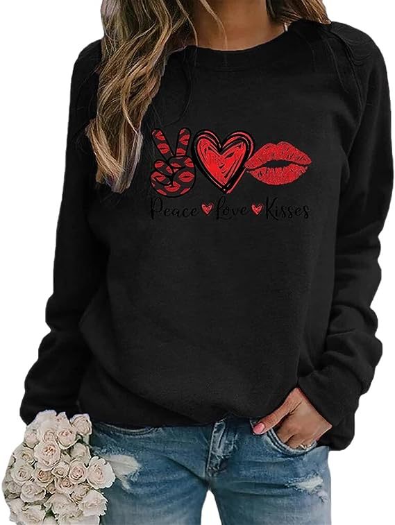 European and American foreign trade peace love kisses scissors hand love printing round neck sweater women's jacket coat