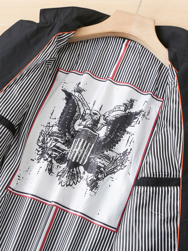 Middle-aged men's windbreaker spring and autumn thin stand collar single-breasted mid-length casual jacket coat men's F1808