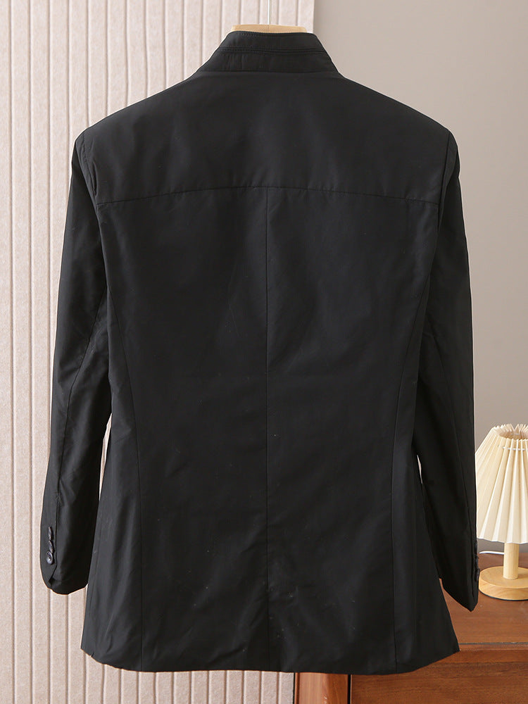 Middle-aged men's windbreaker spring and autumn thin stand collar single-breasted mid-length casual jacket coat men's F1808
