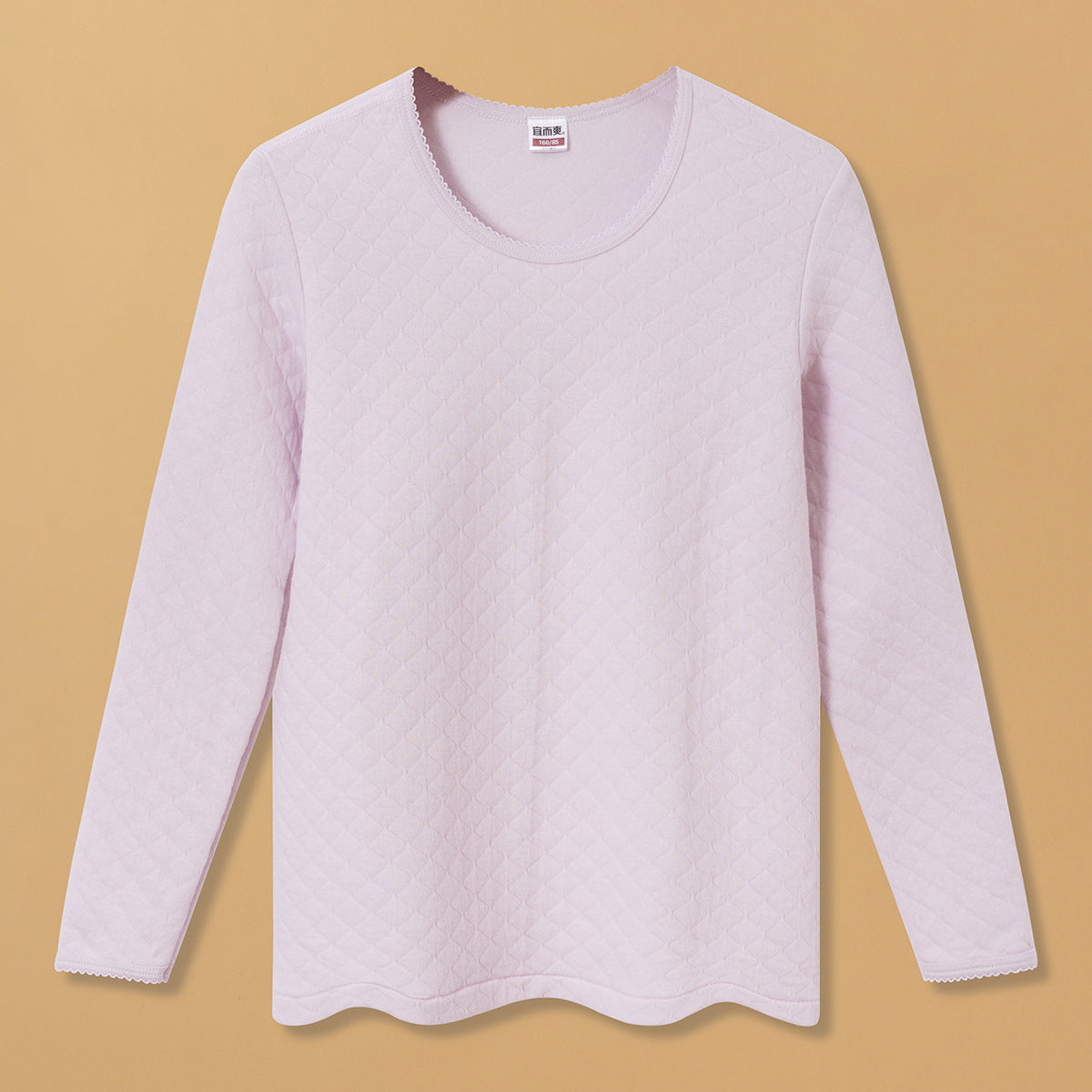 Yiershuang Men's and Women's Warm Cotton Single-piece Three-layer Round Neck Long-sleeved Shirt Trousers Air Cotton Thermal Underwear Thickened