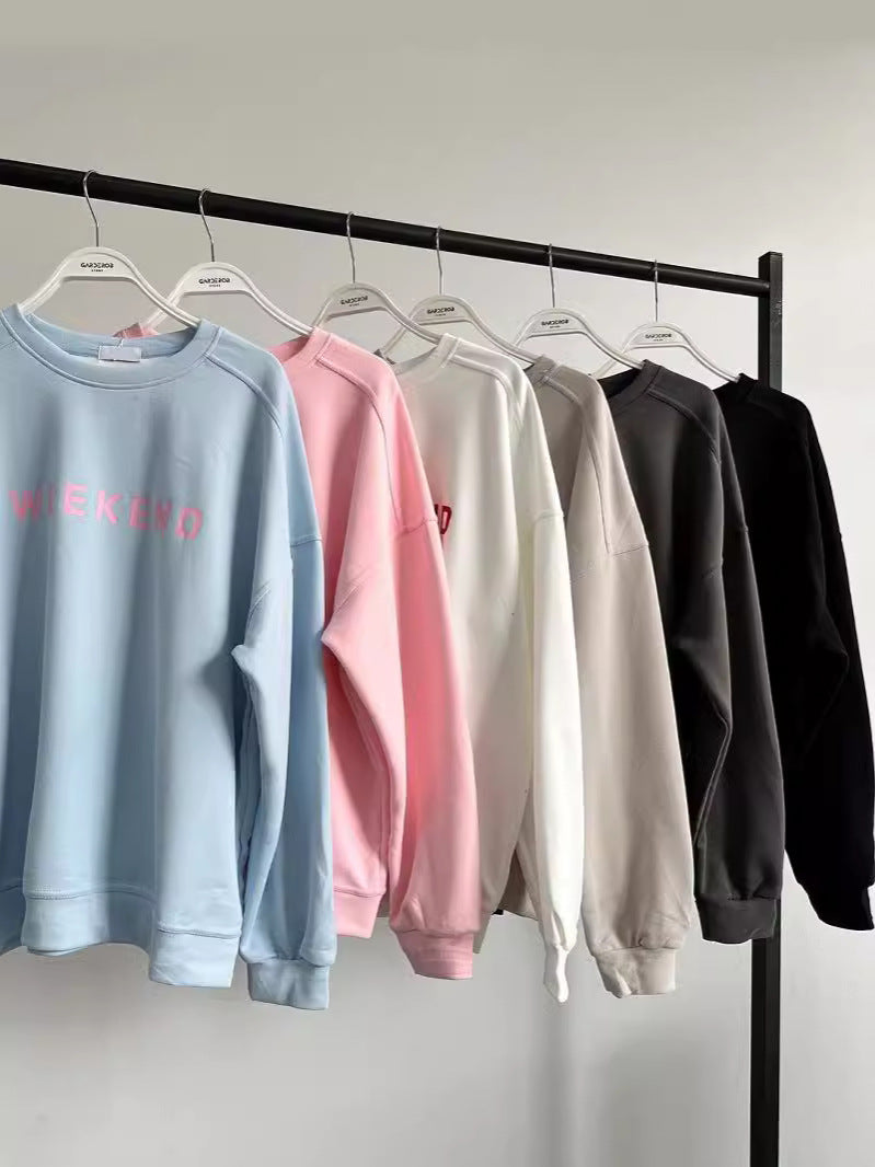 Amazon Cross-Border European and American Women's Casual Printed Thick Versatile Long-Sleeve Sweatshirt Mid-Length Winter Style