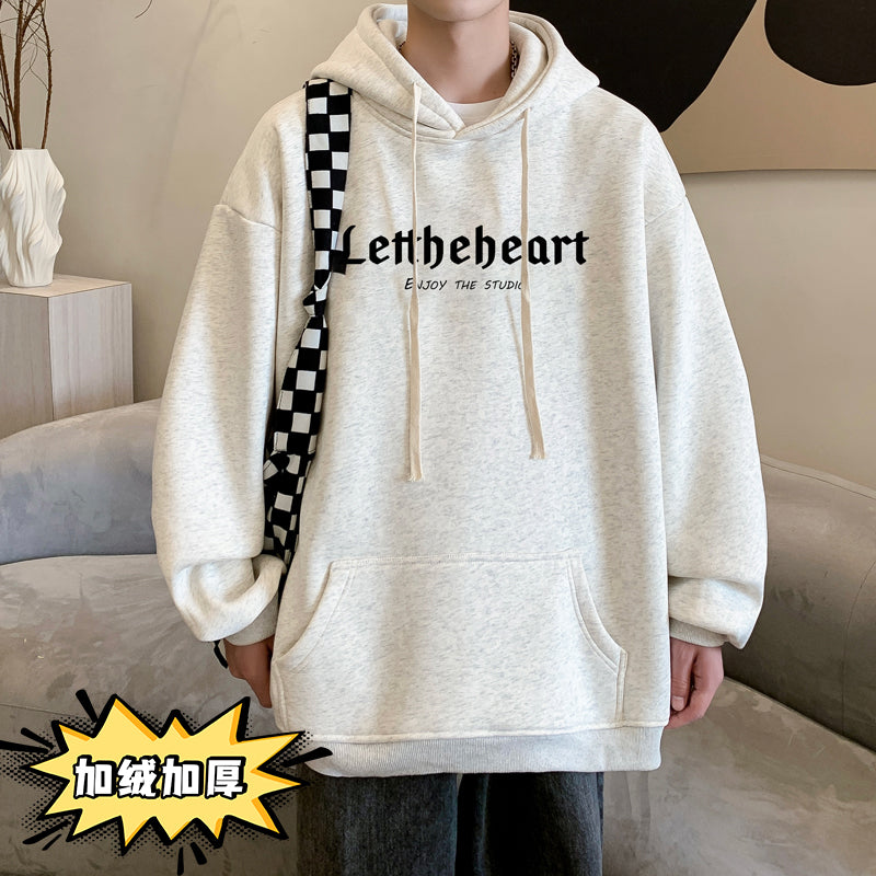 Cotton Hooded Sweater Men's Spring and Autumn 2024 New Loose Couple Hoodie Fashion Brand oversize American Jacket