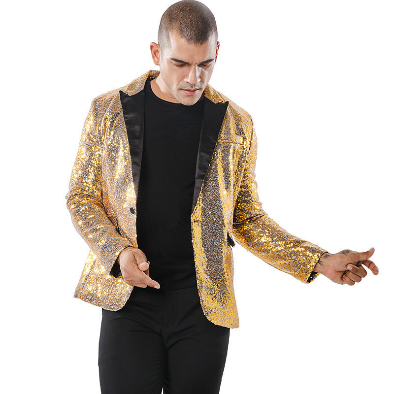 European and American Performance Suits, Gold Sequin Suits, Korean Suits, Nightclub Men's Clothing, Host Emcee Studio Jackets