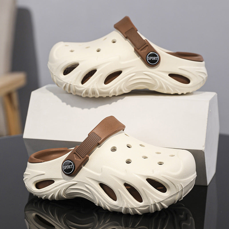 Children's hole shoes soft bottom excrement feeling outdoor wear sandals summer non-slip light children baotou slippers wholesale