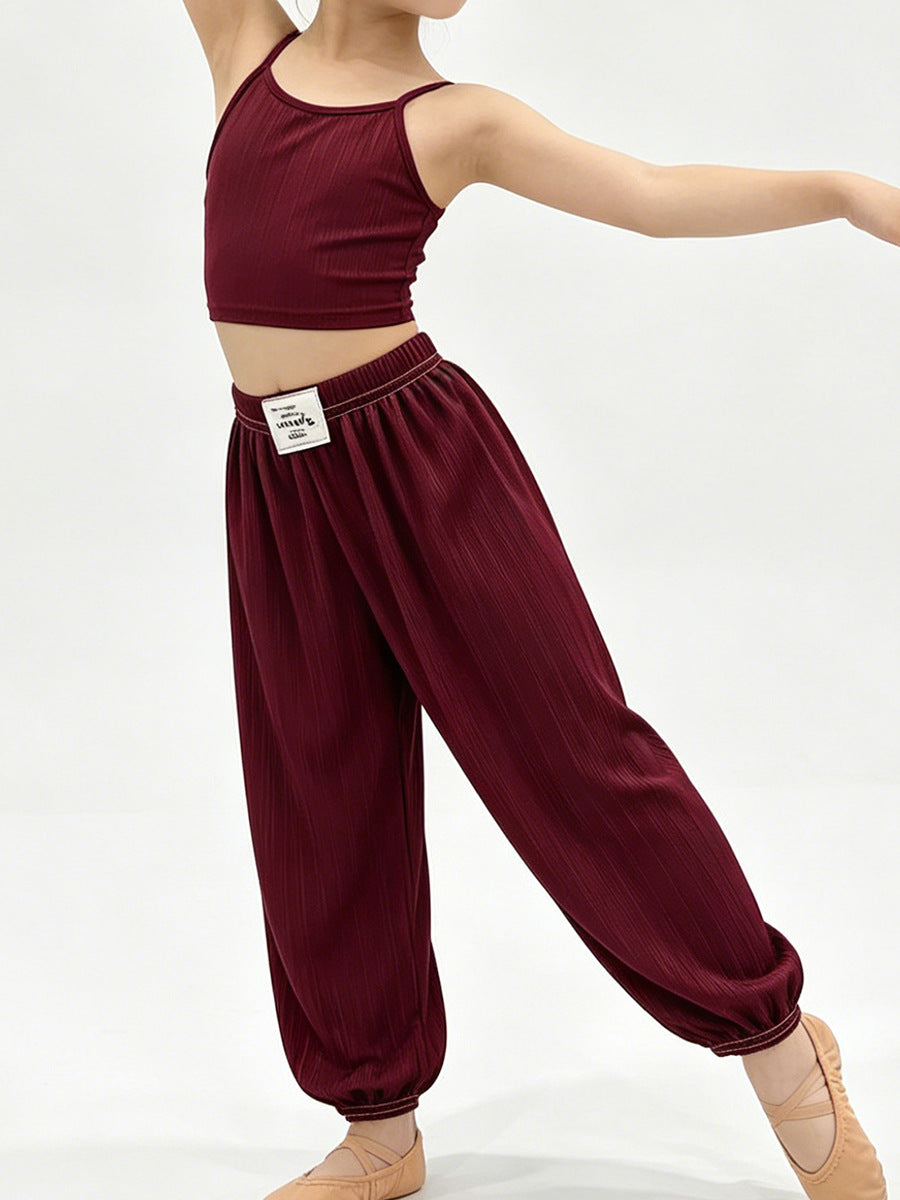 Children's Ice Silk Quick-drying Anti-mosquito Pants Girls Ultra-thin Air Conditioning Lantern Pants Summer Beach Pants Boys Black and White Paid Trousers
