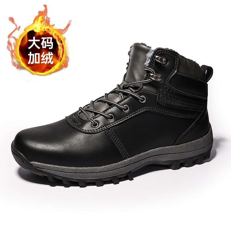 Snow Boots men's 2023 Winter new fleece-lined warm cotton-padded shoes thick-soled men's boots northeast thickened cross-border plus size cotton-padded shoes