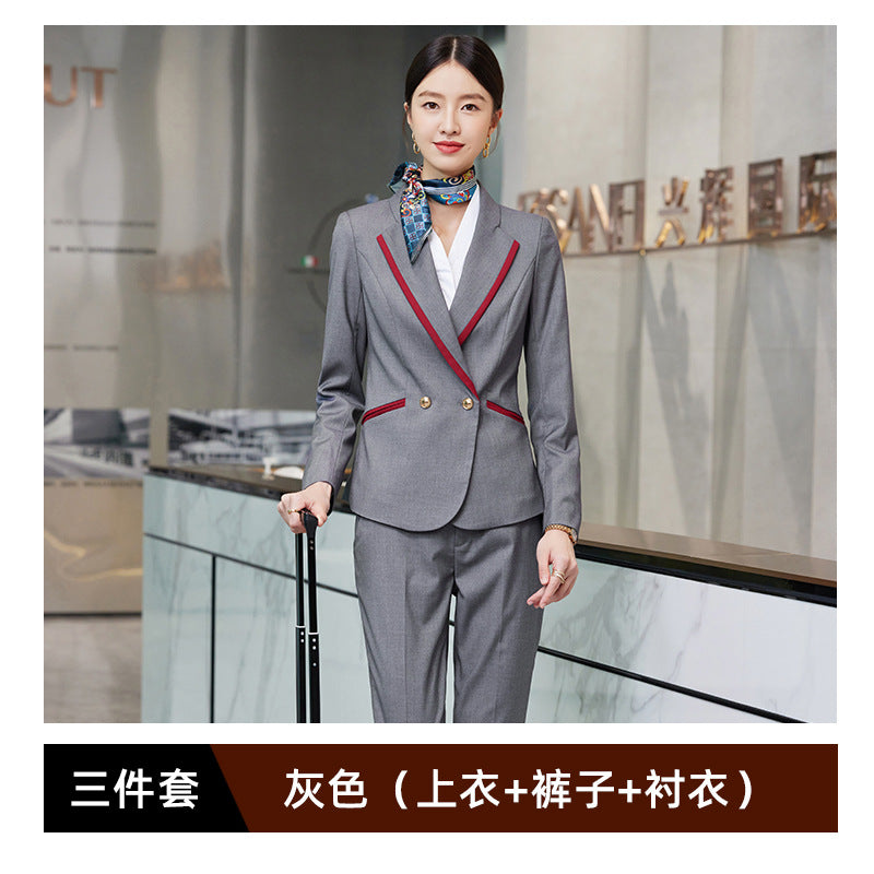 Professional Suit suit Men's and Women's Hotel Work Uniform Suit Property Customer Service Business Commuter Front Office Work Clothes Autumn