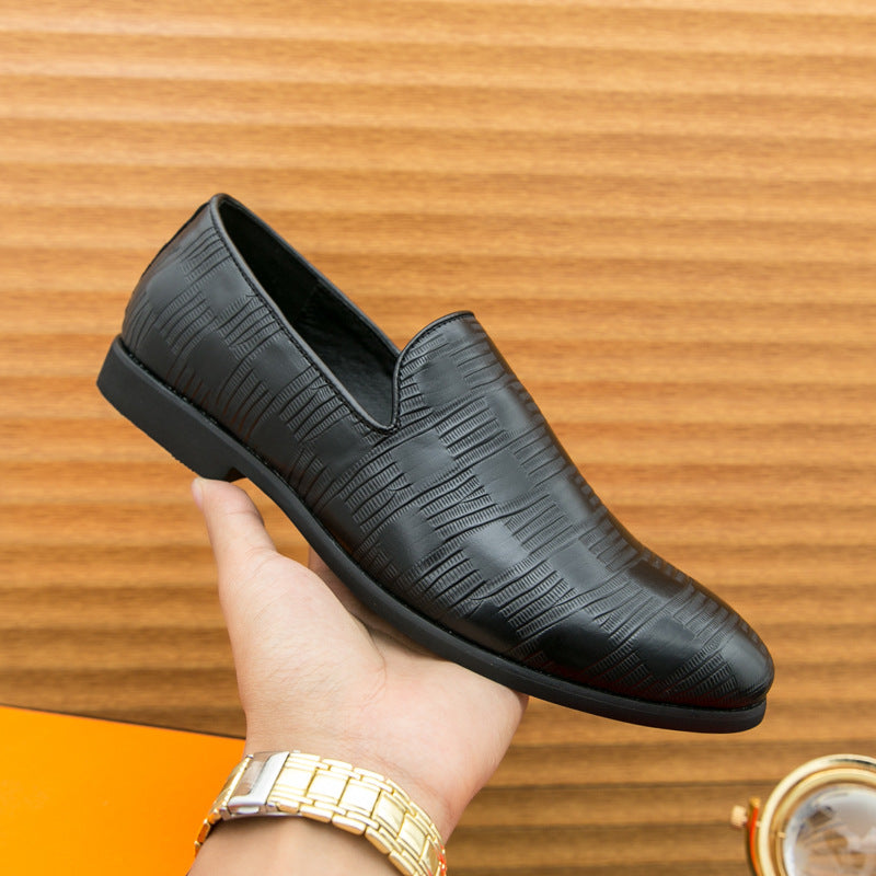 Cross-Border Men's Shoes, Business Slip-On Leather Shoes, Men's Simple Solid Color Loafers, Barber Shop Korean Style Small Leather Shoes, Men's Lazy Shoes
