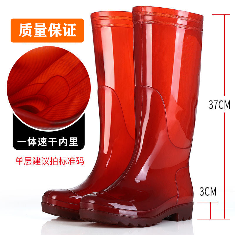 Men's Water Shoes, Quick-Drying, Unlined Rain Boots, Mid-Calf Transparent Rain Boots, Slip-Resistant, Waterproof Boots, Brown Rubber Shoes