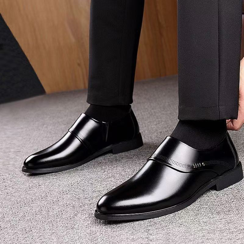 Men's Leather Shoes 2024 Spring New Business Formal High-End Men's Height-Increasing Leather Shoes Casual Versatile Large Size Men's Shoes