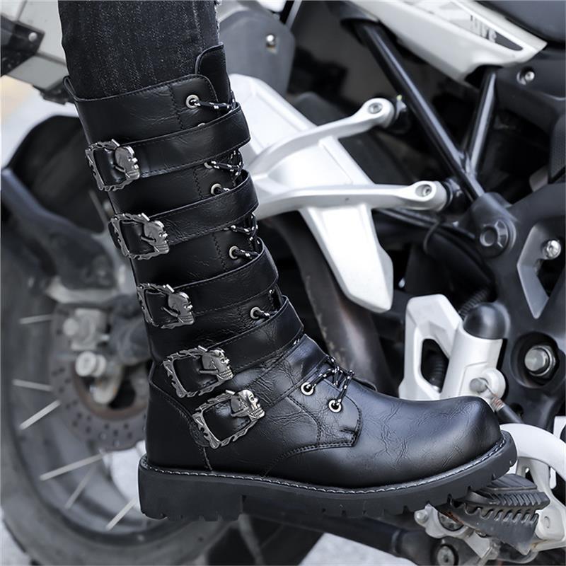 High-Top Long Boots Large Toe Cross-Border Temu Shein Popular Long Boots Men's High-Top Riding Leather Boots Dropshipping