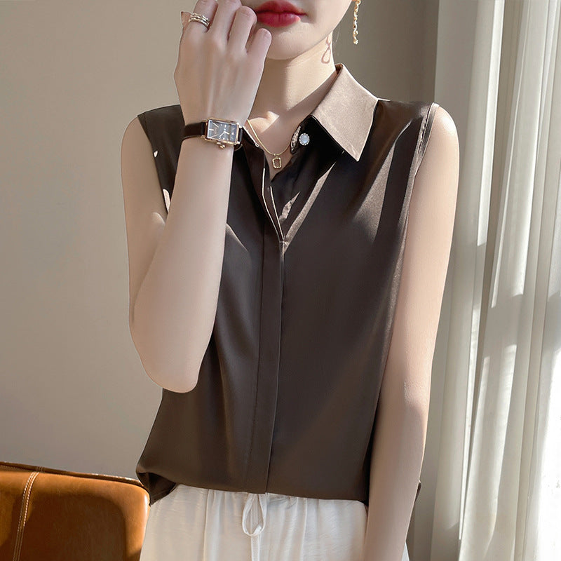 Wholesale New Summer Thin Sleeveless Women's Shirts Anti-Wrinkle Draped Women's Inner Shirts with Suit Tops Women's Clothing