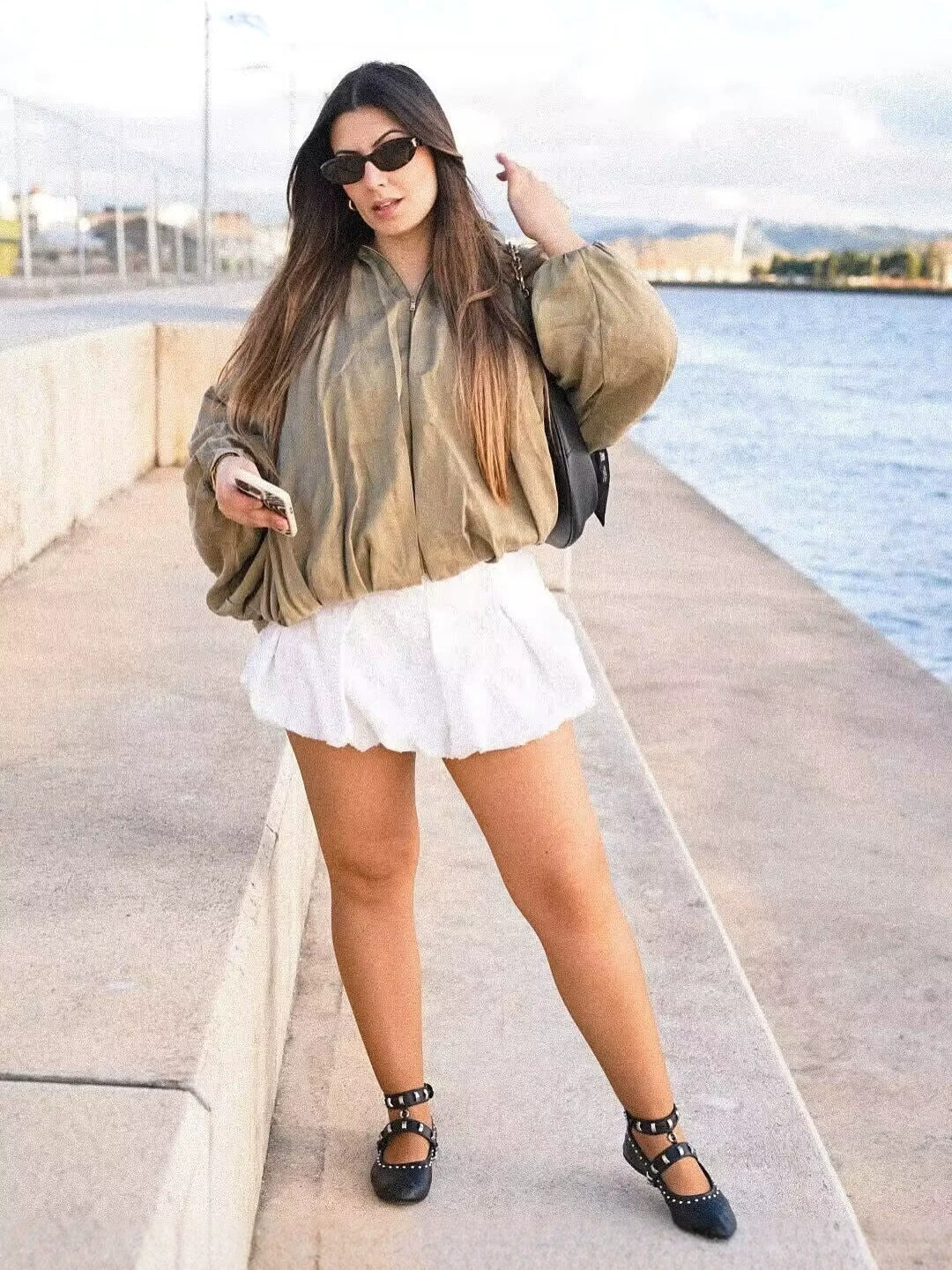Cross-Border Women's Clothing 2026 Autumn and Winter European and American Fashion Loose Lapel Puffy Bomber Jacket for Women X5048