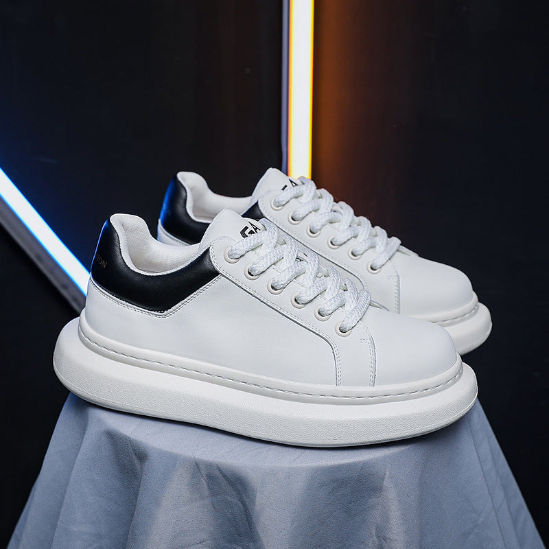 Men's Height-Increasing Casual Shoes Versatile Sports Platform Sneakers Thick-Soled Trendy Men's Shoes Simple White Shoes for Spring and Summer