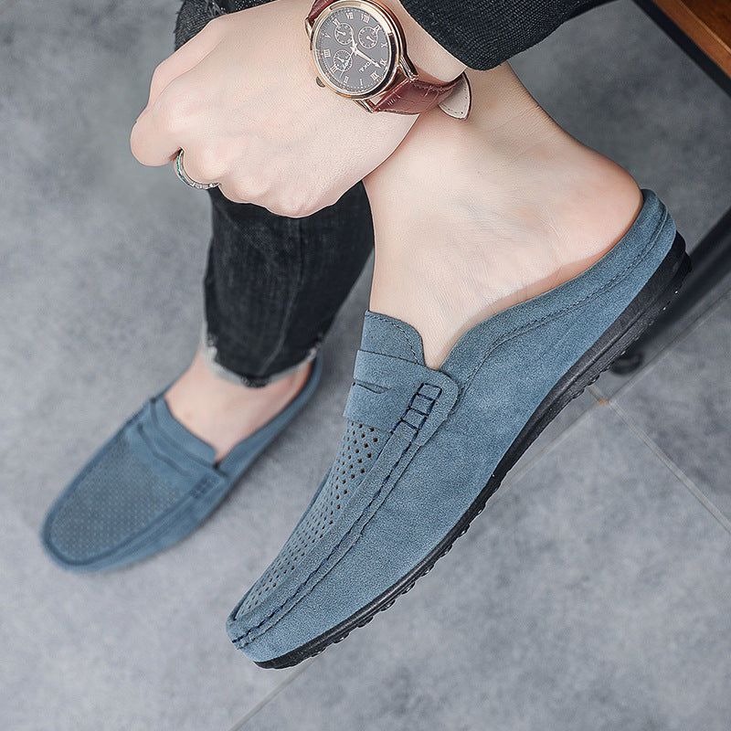 Men's loafers half support breathable closed toe slip-on loafers slip-on half slippers men's heel-free loafers men