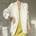 2024 Spring and Autumn Women's Suit Collar Mid-length Suit Design Sense Two-button Jacquard Suit Jacket