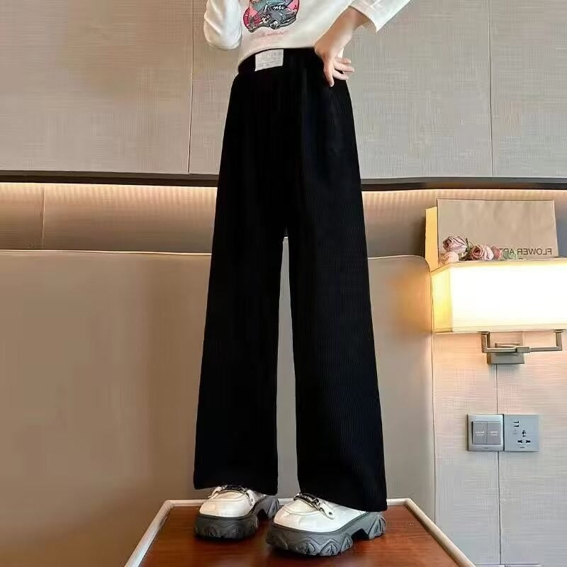 Corduroy Spring and Autumn Pants Boys and Girls Loose All-match Trendy Leg-toe Casual Sports Pants Fashion Children's Wear