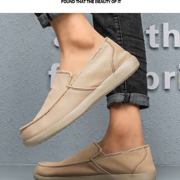 New CROSS All-match Canvas Shoes Men's Slip-on Outdoor Low-top Shoes Breathable Loafers Casual Thin for Youth