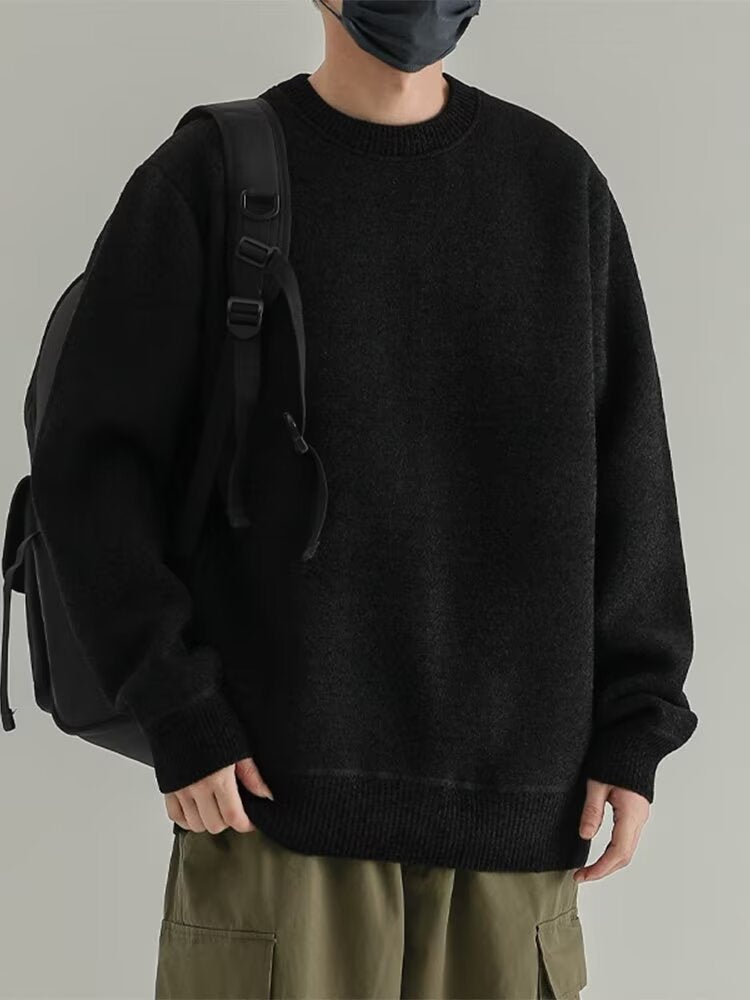 Sweater Men's Autumn and Winter Loose Lazy Style High-end Japanese Style Vintage Thickened Inner Base Trendy Brand Sweater for Men