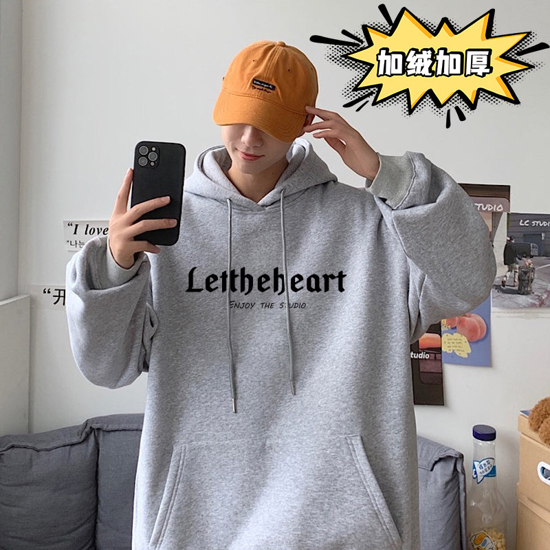 Cotton Hooded Sweater Men's Spring and Autumn 2024 New Loose Couple Hoodie Fashion Brand oversize American Jacket