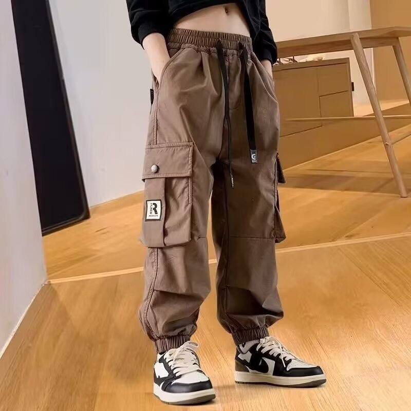 Girls' Cargo Pants 2025 Autumn Stylish Pants Children's Trendy Pocket Casual Pants for Older Children Loose Long Pants
